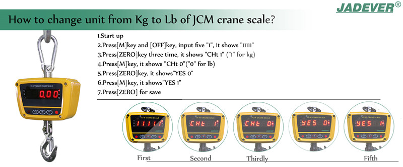 wie man die Einheit zwischen kg und lb der JCM-Kranwaage ändert
