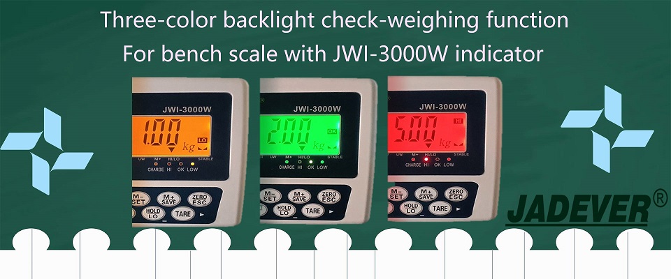Kontrollwägefunktion mit dreifarbiger Hintergrundbeleuchtung für Tischwaagen mit JWI-3000W-Anzeige
